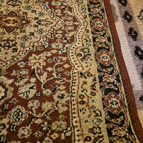 Rug set used, 3 pieces, burgundy with embroidery