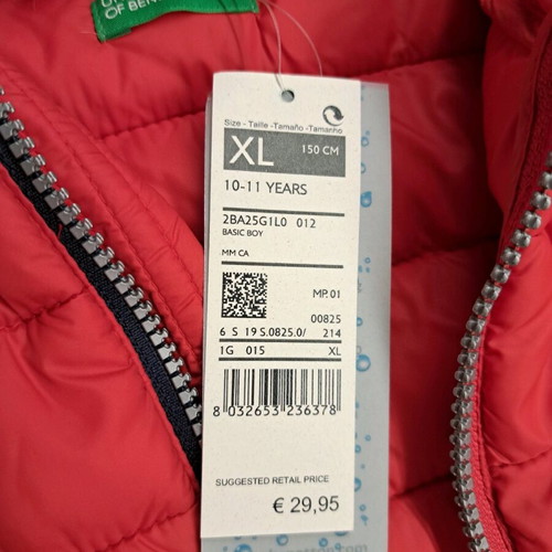 Benetton sleeveless kids vest new, red, size 140 cm