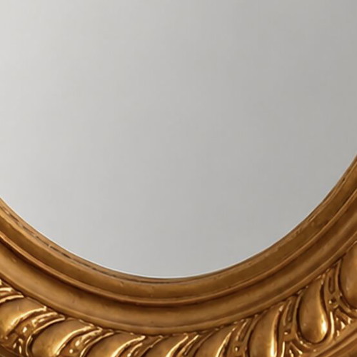 Gold Oval Mirror used, classic solid wood with plaster decoration 63x51.5 cm