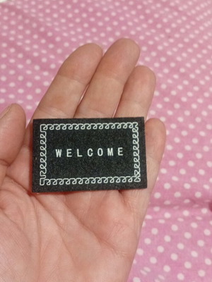 Miniature felt welcome doormat like new