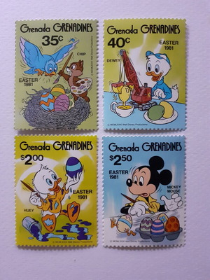 Disney Easter 1981 stamp set from Grenada Grenadines, mint condition