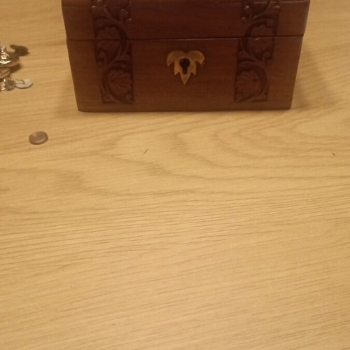 Vintage jewelry box and buttons wooden chest new brown