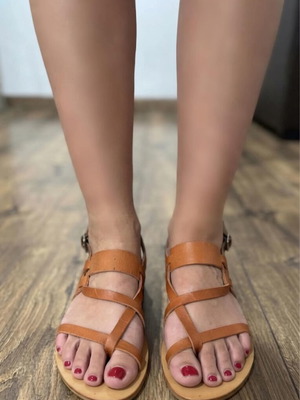 Handmade leather ancient Greek sandals size 40, new, brown