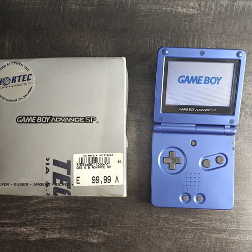 Nintendo Game Boy Advance SP blue with box and travel pack