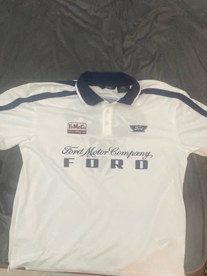 Ford vintage polo shirt like new, white and navy, size L
