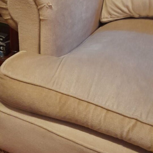 Velveteen three-seater sofa used with armchair set green