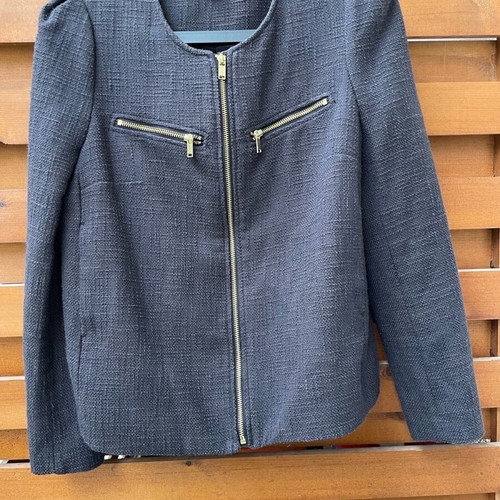 H&M Jacket No40 Dark Gray With Gold Zippers Like New
