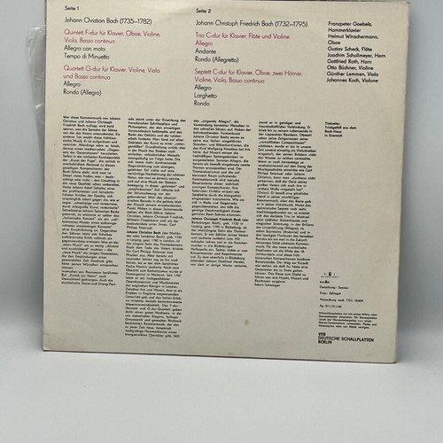 Johann Christian Bach and Johann Christoph Friedrich Bach vinyl record used