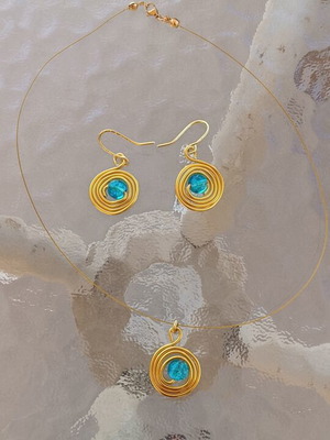 Jewelry set with turquoise beads handmade, new