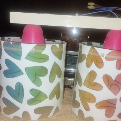 Lighting set 2 pieces modern hearts design ceiling and table lamp like new