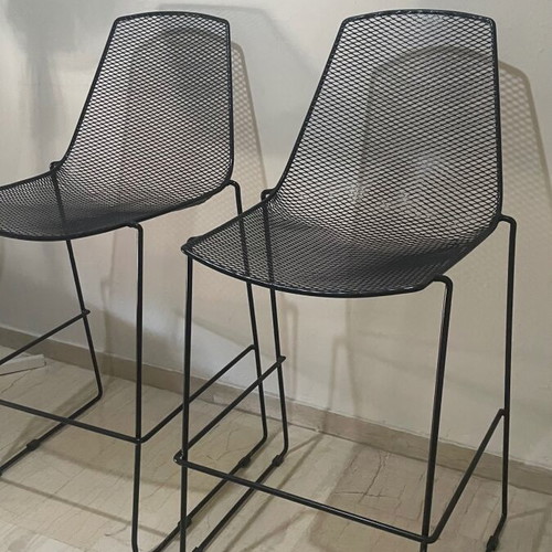 Metal bar stools used, set of 2, black
