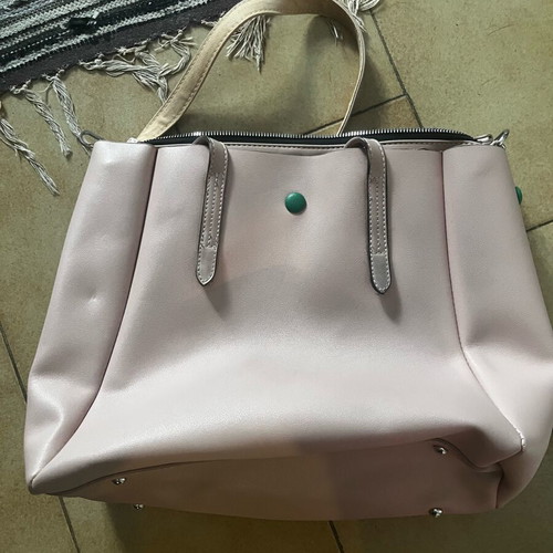 David Jones Paris leather handbag pale pink like new 35x25 cm