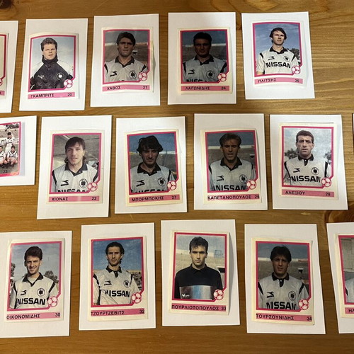 PAOK 1993 Sticker Collection used, 17 pieces