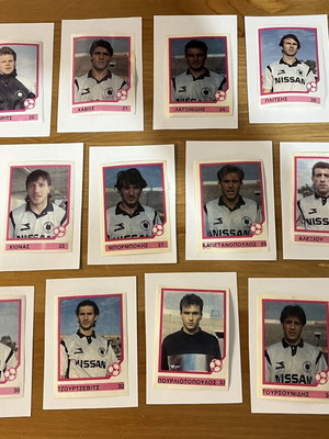PAOK 1993 Sticker Collection used, 17 pieces