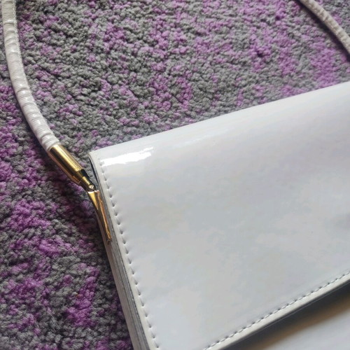 White used shoulder bag glossy leatherette
