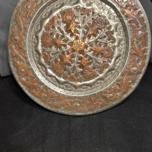 Decorative wall plate copper carved handmade like new