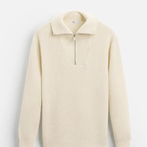 Zara men's sweater size L like new, cream with zipper