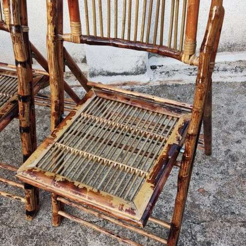 Bamboo folding chairs used, pack of 60 pieces