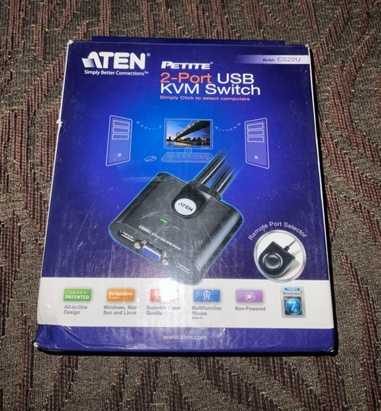 Aten 2-портов USB VGA кабел KVM превключвател с дистанционно управление на портовете