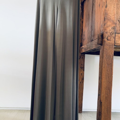 Stelios Koudounaris jersey wide-leg pants, olive color, size S