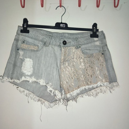 Bershka Lace Shorts like new, grey and beige, sizes S-M