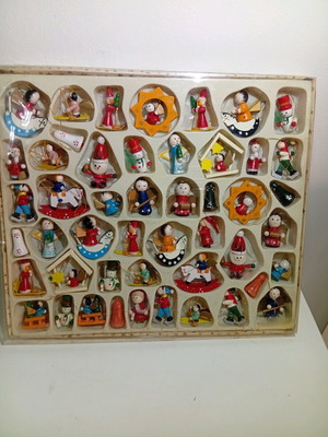 Kurt S.Adler Christmas handmade wooden miniatures, set of 48