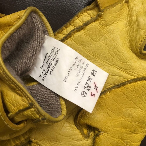 Dolce & Gabbana leather gloves used, yellow, size s-m