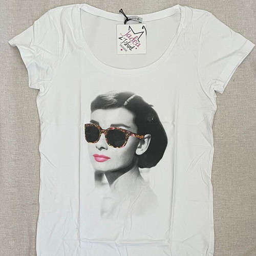 Jadea Audrey Hepburn T-shirt new, short sleeve, white, sizes S, M