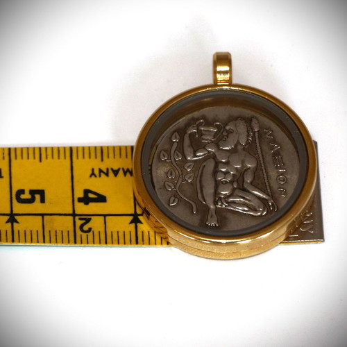 Ancient Dionysus Head Silver Coin Pendant new