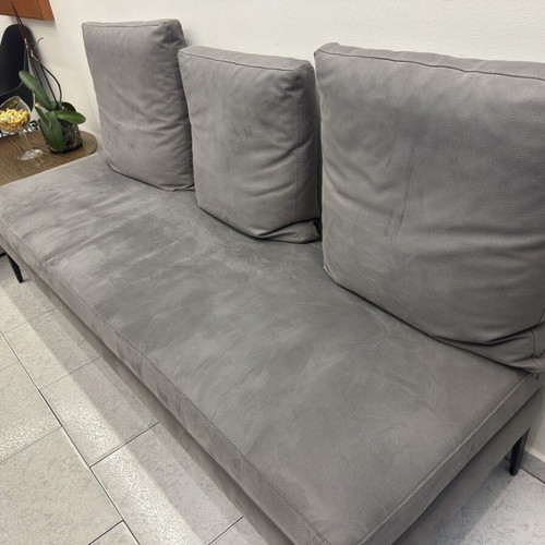 Three-Seat Sofa like new, alcantara, metal legs, three cushions