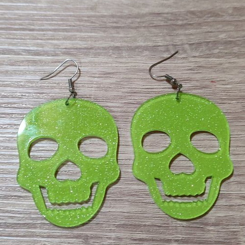 Lime dangle earrings new with glitter