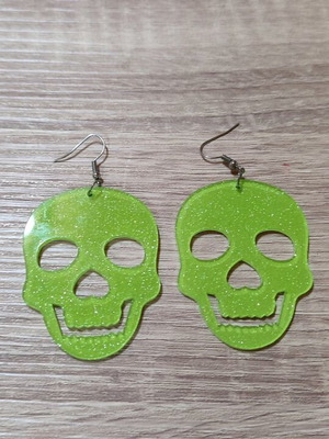 Lime dangle earrings new with glitter