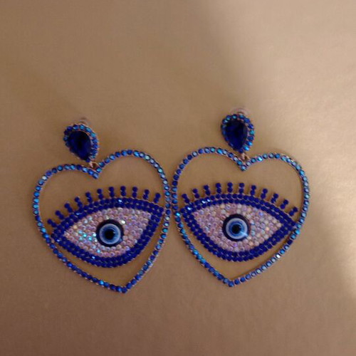 Cristin Diamantidou Earrings hanging like new, blue and gold