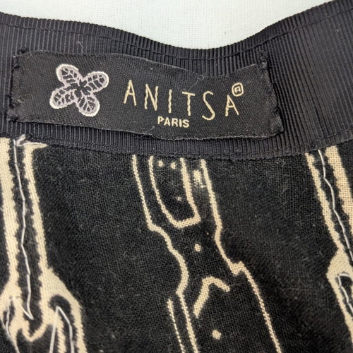 Anitsa Paris Vintage Sequin Cotton Midi Skirt like new, black and beige