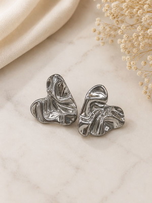 Statement earrings silver stainless steel new, abstract design