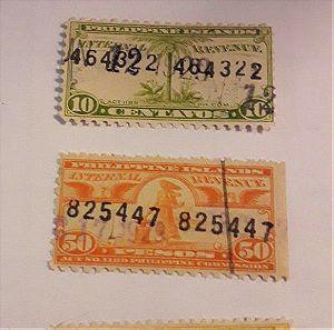 1917-27 PHILIPPINES 1&50, PESO 10&50 CENTAVOS