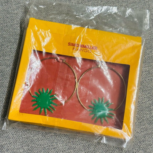 Simon Miller x Mango hoop earrings new, green and gold