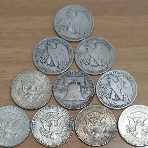 USA 10 x 1/2 $ silver used 125gr. 900 composition