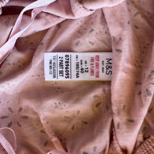 M&S women's pajamas new pink and blue floral set