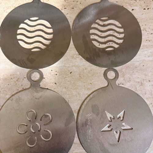 Set of 4 Metal Coffee Stencils like new, stainless steel