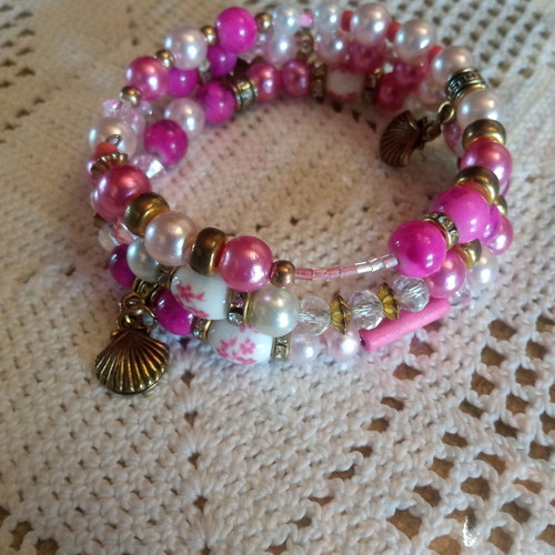 Handmade pink coil bracelet new