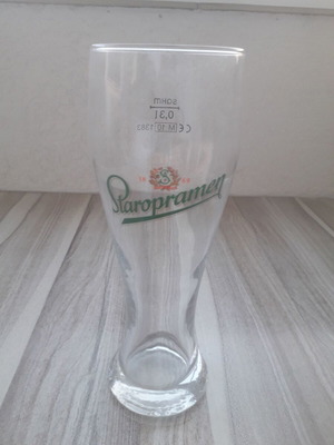 Staropramen 0.3 Beer Glass used, with signs of wear