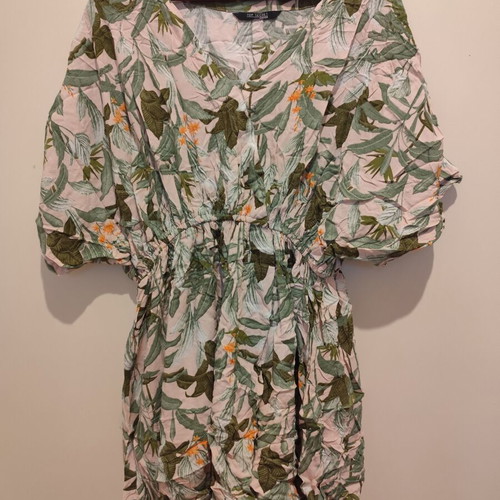 Printed dress size XXL used, light powder pink fabric