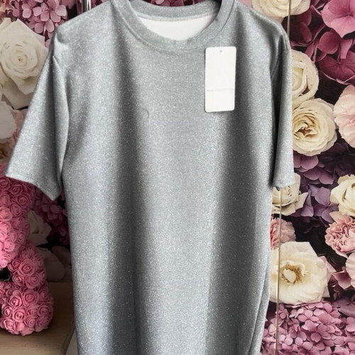 Blouse with rhinestones new gray, one size