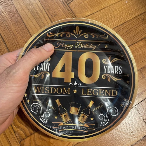 Small paper birthday plates 40 years, pack of 10, new anniversary
