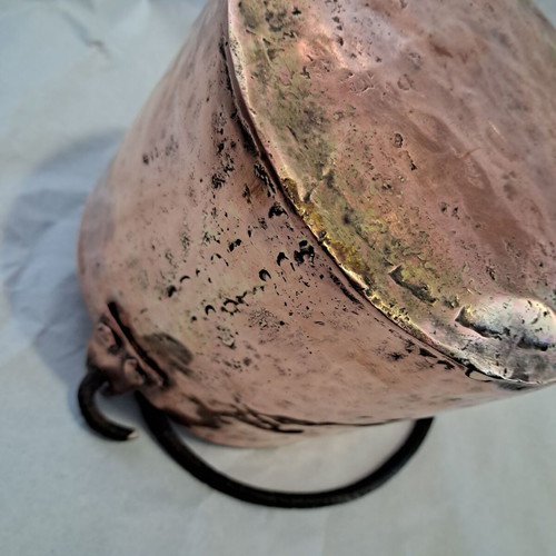 Copper vessel handmade 1930s used, 2 liters capacity