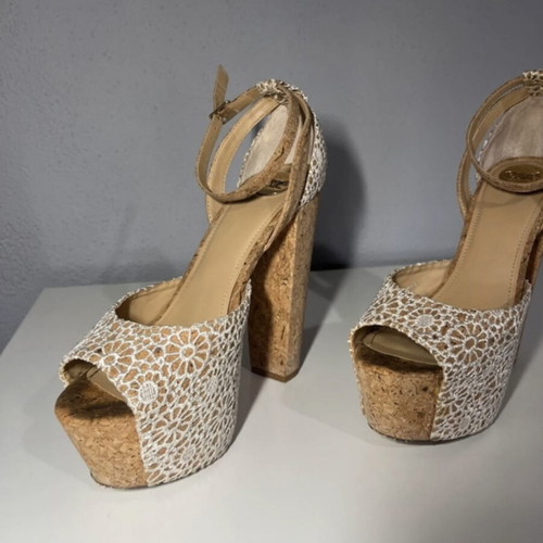 Exe platform sandals like new, lace design, cork style, size 39