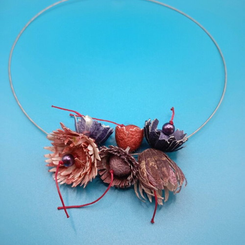Handmade necklace from colorful silk cocoons made to order