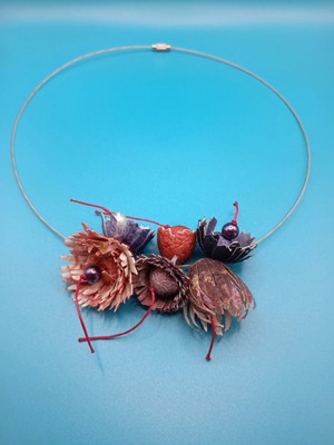 Handmade necklace from colorful silk cocoons made to order