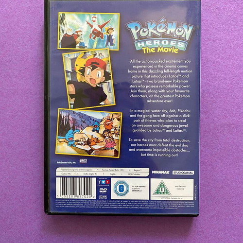 Pokémon Heroes The Movie DVD used, action adventure animation